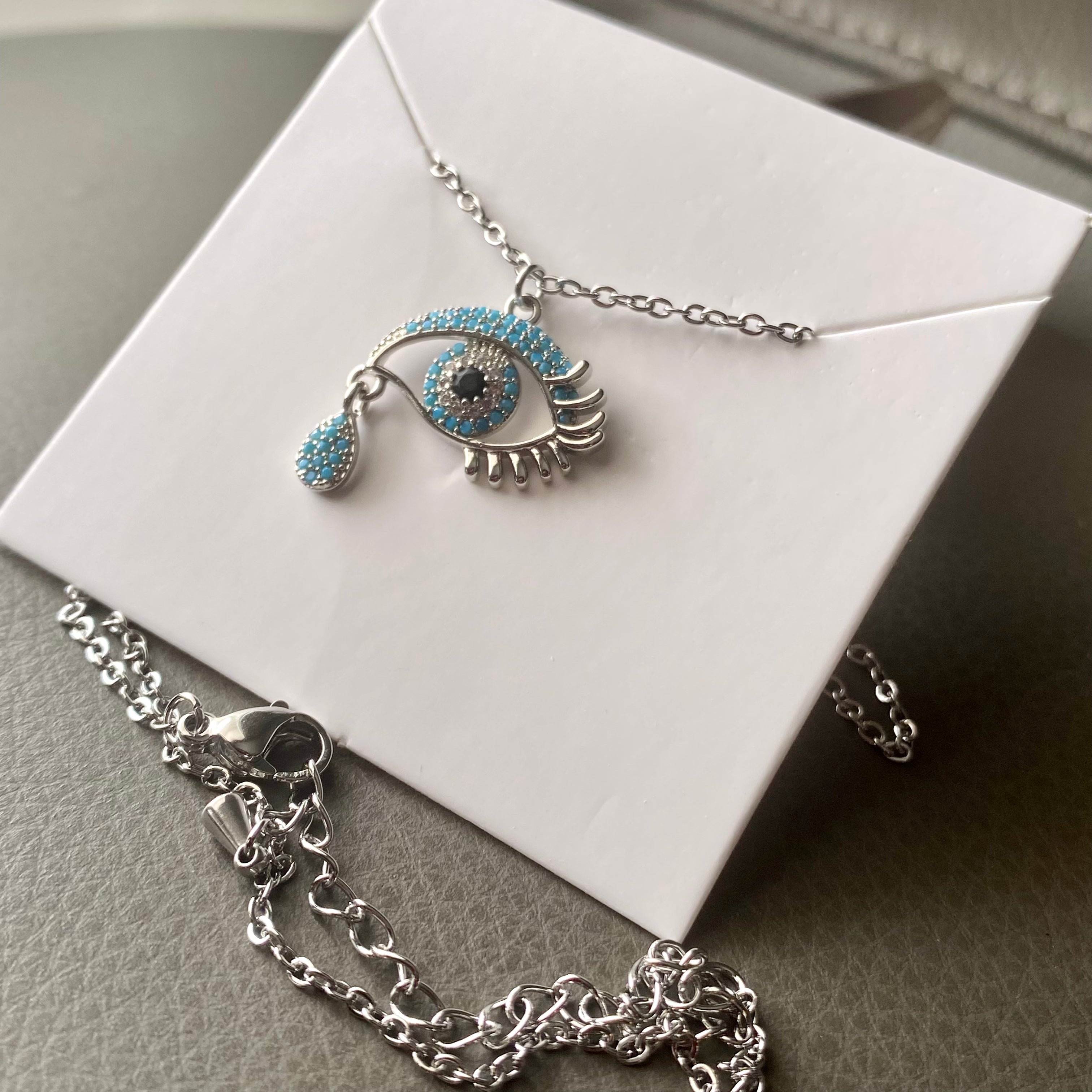Teardrop Evil Eye Necklace